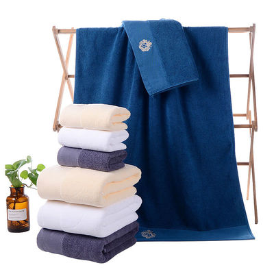 Custom Logo Embroidery White Cotton Towels Pure Cotton Soft Absorbent Towel for Hotel