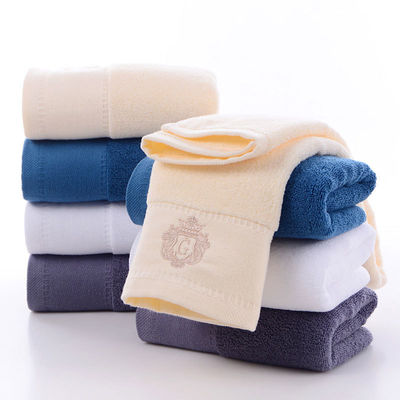 Custom Logo Embroidery White Cotton Towels Pure Cotton Soft Absorbent Towel for Hotel