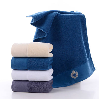 Custom Logo Embroidery White Cotton Towels Pure Cotton Soft Absorbent Towel for Hotel