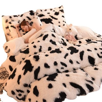Modern Style Rainbow Color Shaggy Mink Velvet Crystal Velvet Bedding Duvet Cover Sets