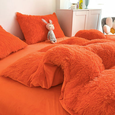 Ins Moss Green Luxury Shaggy Warm Mink Velvet Crystal Bedding Set for Winter Bed Linen