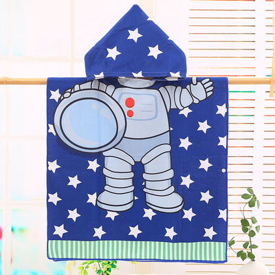 Design Home Microfiber Kids Hooded Cape Bathrobe Cartoon Printing Wearable Bath Towel Spot