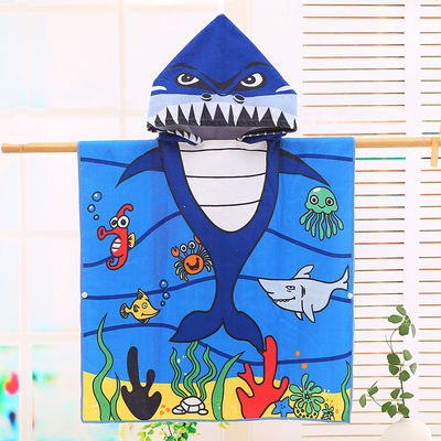 Design Home Microfiber Kids Hooded Cape Bathrobe Cartoon Printing Wearable Bath Towel Spot