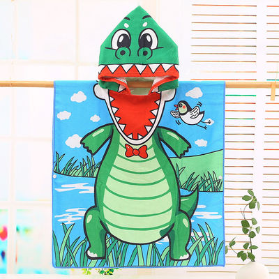 Design Home Microfiber Kids Hooded Cape Bathrobe Cartoon Printing Wearable Bath Towel Spot