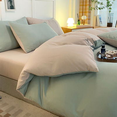 Reactive Printing 4 Piece Polyester Bedding Set with 2 Pillowcase Zipper Direct Supply