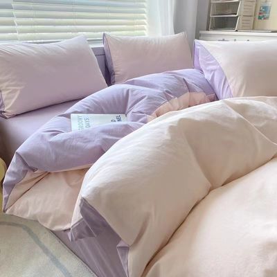 Reactive Printing 4 Piece Polyester Bedding Set with 2 Pillowcase Zipper Direct Supply