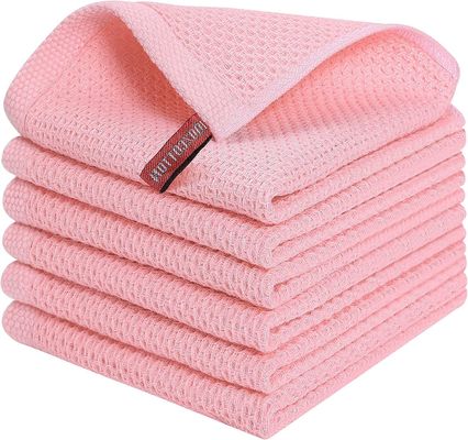 Pure Cotton Honeycomb Kitchen Square Towel Set with Hook Direct Solid Color