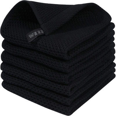 Pure Cotton Honeycomb Kitchen Square Towel Set with Hook Direct Solid Color