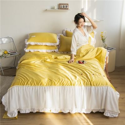 Luxury Embroidery Washed Silk Bedding Set Quilt Filled Soft and Breathable Bed Sheet 2024