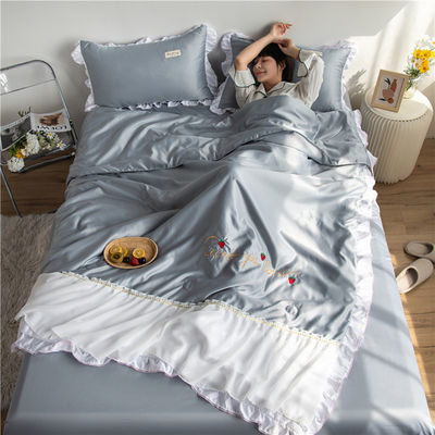 Luxury Embroidery Washed Silk Bedding Set Quilt Filled Soft and Breathable Bed Sheet 2024