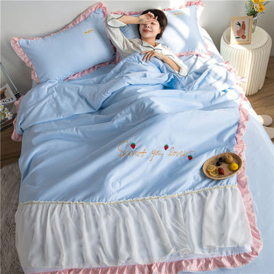 Luxury Embroidery Washed Silk Bedding Set Quilt Filled Soft and Breathable Bed Sheet 2024