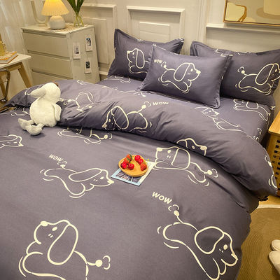 Hotel 4 Pieces Bedding Set Luxury Duvet Cover Comforter Bed Sheet and 2Pcs Pillow Case