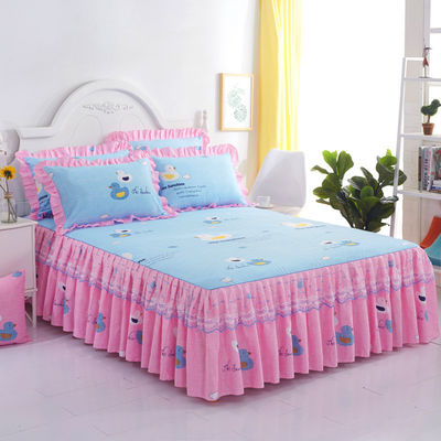 Non-Toxic Double Lace Bed Skirt Set with Bed Sheets Pillow Case and Protective Cover