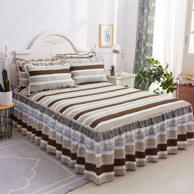 Non-Toxic Double Lace Bed Skirt Set with Bed Sheets Pillow Case and Protective Cover