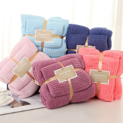 Thickened Microfiber Coral Fleece Bath Towel Set 2 in 1 for Square 250GSM Face Towel