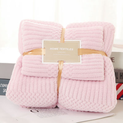 Thickened Microfiber Coral Fleece Bath Towel Set 2 in 1 for Square 250GSM Face Towel
