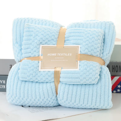 Thickened Microfiber Coral Fleece Bath Towel Set 2 in 1 for Square 250GSM Face Towel