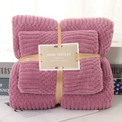 Thickened Microfiber Coral Fleece Bath Towel Set 2 in 1 for Square 250GSM Face Towel