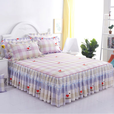 Multifunctional Double Lace Bed Sheets with Bed Skirt and Pillow Case 100% Polyester