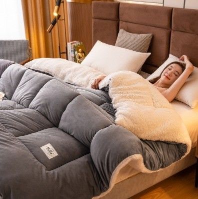 Home 2023 Thicken Light Pink Solid Soft Comforters Set for Winter Super Warm Bedding