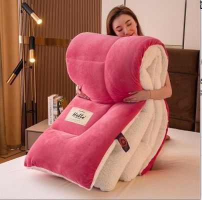 Home 2023 Thicken Light Pink Solid Soft Comforters Set for Winter Super Warm Bedding