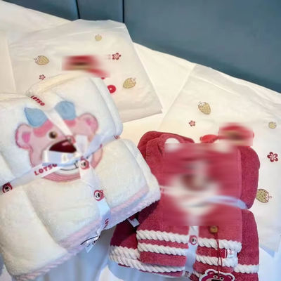 Polyester/Cotton 2PCS Thickened Bath Towel Set for Beach Set Towel Wedding Gifts