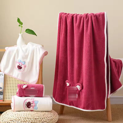 Polyester/Cotton 2PCS Thickened Bath Towel Set for Beach Set Towel Wedding Gifts