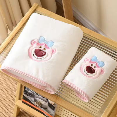 Polyester/Cotton 2PCS Thickened Bath Towel Set for Beach Set Towel Wedding Gifts