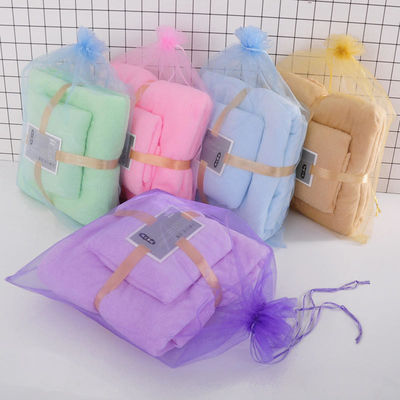 Thick and Absorbent Coral Fleece Bath Towel Set with Customized Printing Designs