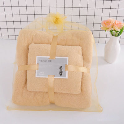 Thick and Absorbent Coral Fleece Bath Towel Set with Customized Printing Designs