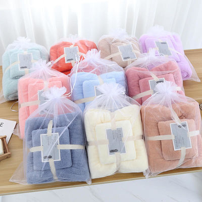 Coral Fleece Cooling Turkish Towel Set 5 Star Colorful Zero Twist Gift Set Bath Towel
