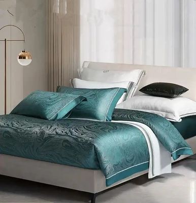 Rotary Screen Printed Luxury 19mm Silk Cotton Jacquard 4Pcs Quilt Cover Bedding Set