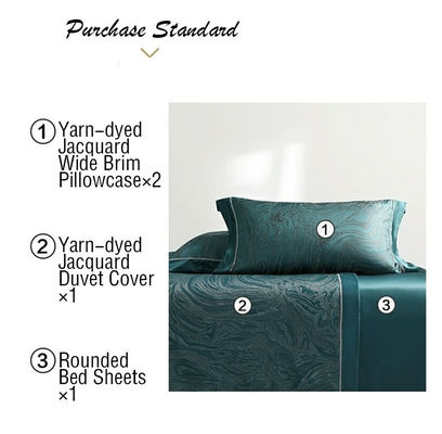 Rotary Screen Printed Luxury 19mm Silk Cotton Jacquard 4Pcs Quilt Cover Bedding Set