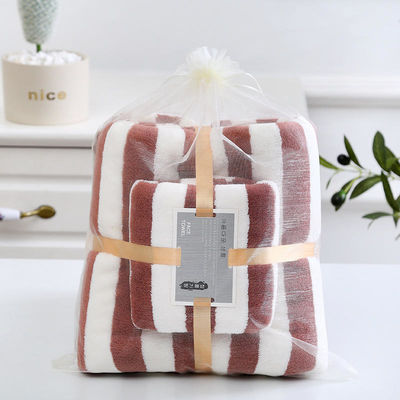 Soft and Absorbent Microfiber Coral Fleece Cation Bath Towel Set for All Age Group