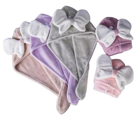Superfine Fiber Cute Bow Dry Hair Cap for All Ages Fast Absorbent Ladies Hair Towel
