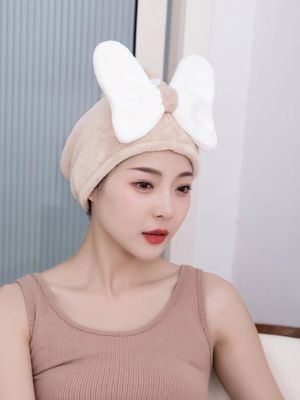 Superfine Fiber Cute Bow Dry Hair Cap for All Ages Fast Absorbent Ladies Hair Towel