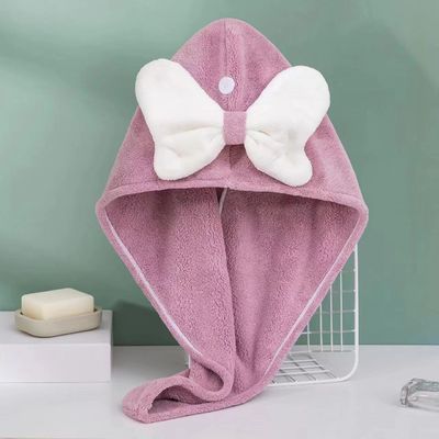 Superfine Fiber Cute Bow Dry Hair Cap for All Ages Fast Absorbent Ladies Hair Towel