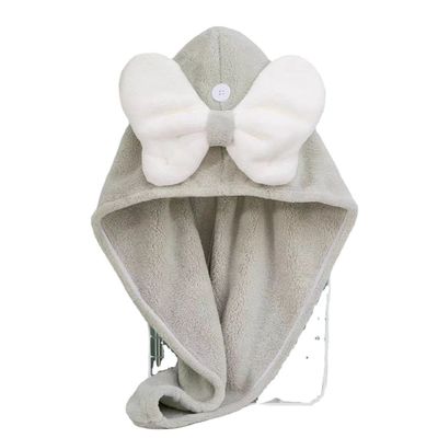 Superfine Fiber Cute Bow Dry Hair Cap for All Ages Fast Absorbent Ladies Hair Towel