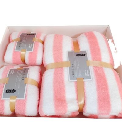 Thickened Warp Knitted Plush Cationic Set 3 in 1 Towel for Designer Bathroom as shown