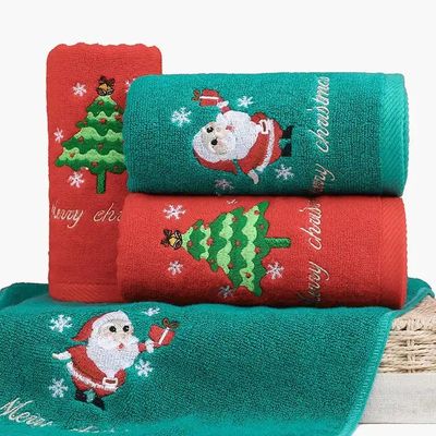 Christmas Gift Box 100% Cotton Towel Set with Knitted Design and Custom Embroidery