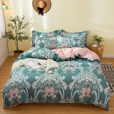 Reactive Printing Luxury 4pcs Bedding Set for Customized Single Double Queen King Size