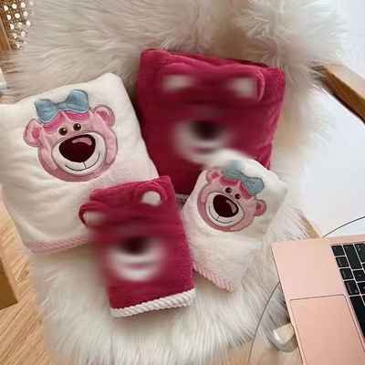 Super Strong Water Absorption Home Baby Bath Towel Set Coral Velvet Set with Cartoon Pattern