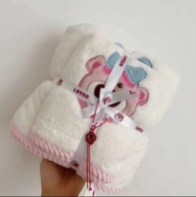 Super Strong Water Absorption Home Baby Bath Towel Set Coral Velvet Set with Cartoon Pattern