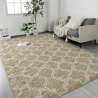 9mm Thickness Custom Geometric Indoor Floor Rug Large Shag Area Rugs for Bedroom Plush