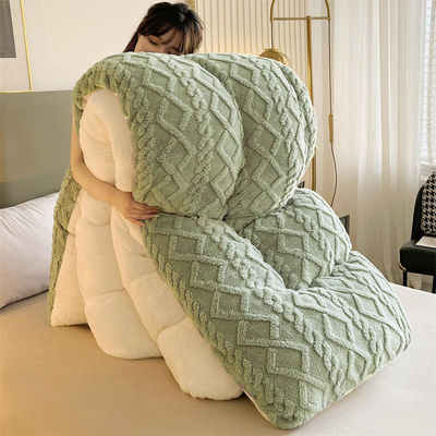 Pure Color Super Soft Jacquard Plaid Thick Winter Fleece Velvet Duvet for King Size Bed