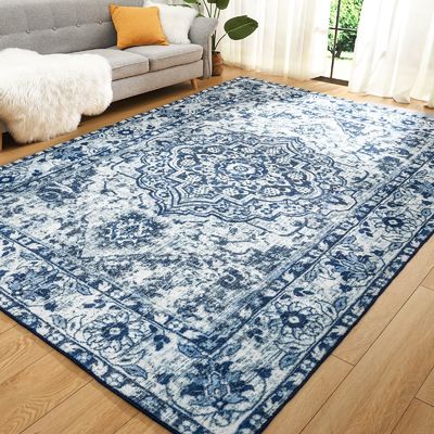 Bohemian Style Floral Print Living Bedroom Rug with Non-Shedding Function and Easy Care