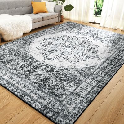 Bohemian Style Floral Print Living Bedroom Rug with Non-Shedding Function and Easy Care