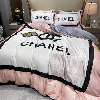 1 Cover 1 Flat Sheet 2 Pillowcases Ice Silk Bedding Set for Adult Home Bed Cover