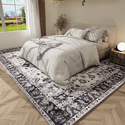 Cushioned Vintage Area Rug for Home Floor Non Slip and Washable Living Room Carpet