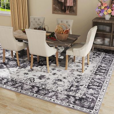 Cushioned Vintage Area Rug for Home Floor Non Slip and Washable Living Room Carpet